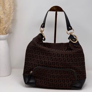 💯 Authentic FENDI Zucchino Canvas Shoppers Tote Bag